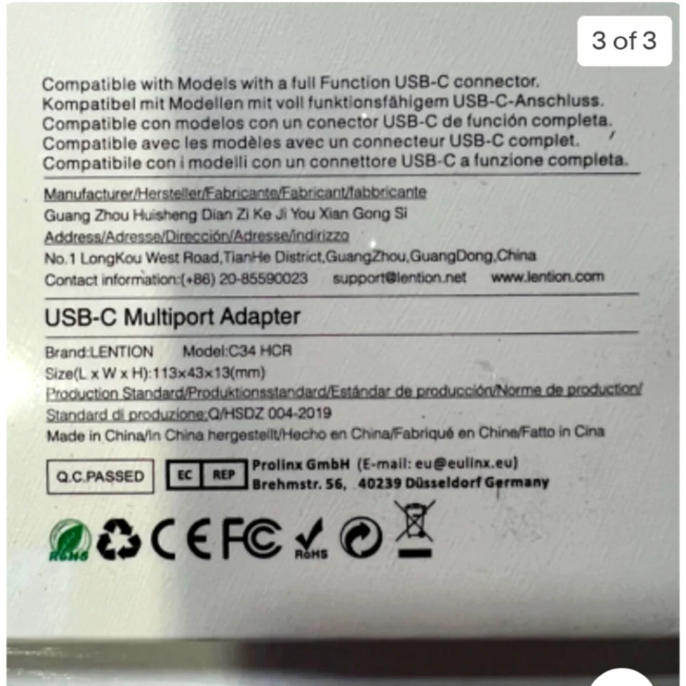 Lention USB-C Digital AV multi port adapter, silver color
